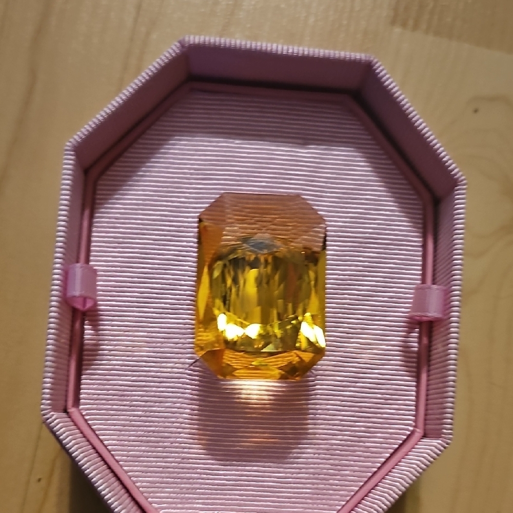 Large Stone Lucent Cocktaill Yellow Gemstone Ring